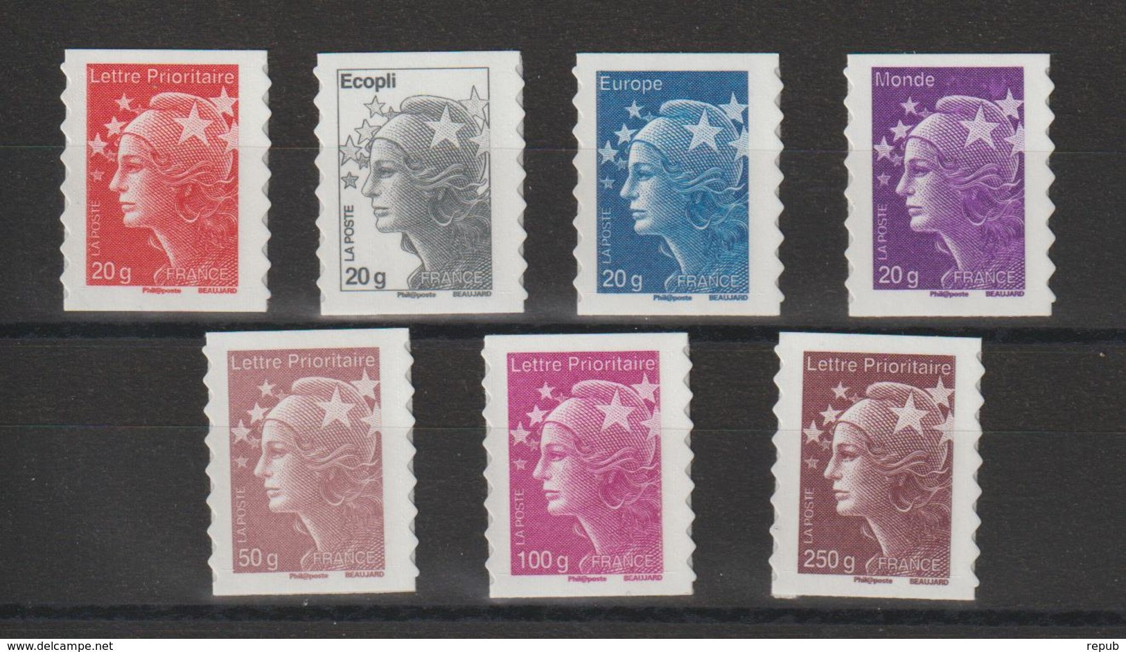 France 2011 Marianne De Beaujard 590 à 596, 7 Val. Neuves ** MNH - Unused Stamps