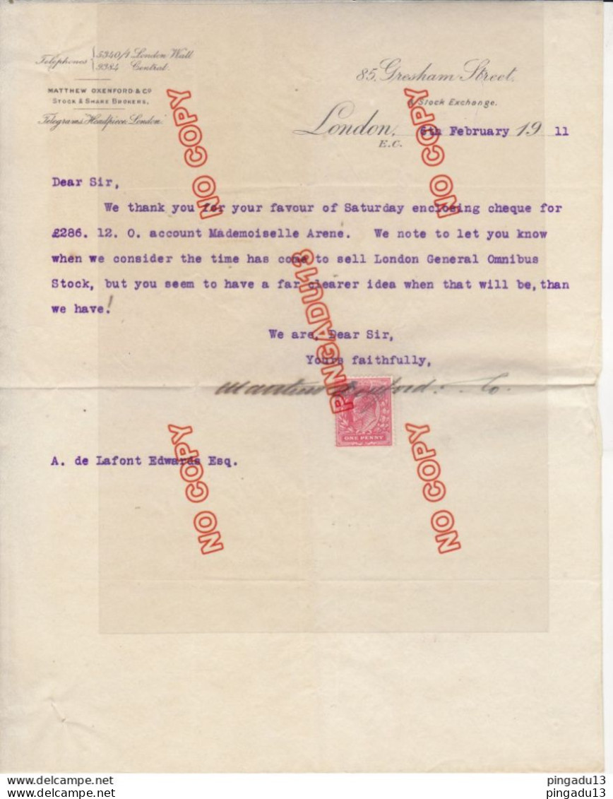 Timbre Fiscal ? London 6 Th February 1911 Très Bon état - Steuermarken