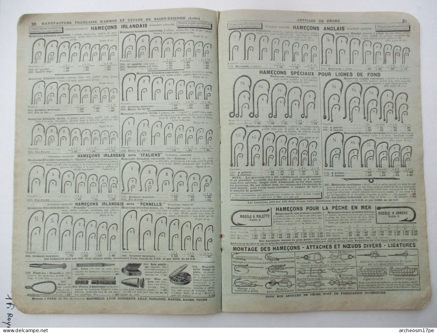 Catalogue De La Manufacture Française D'armes Et Cycles Saint-Etienne Articles De Pêche à La Ligne à La Mouche Hameçons - Sport En Toerisme