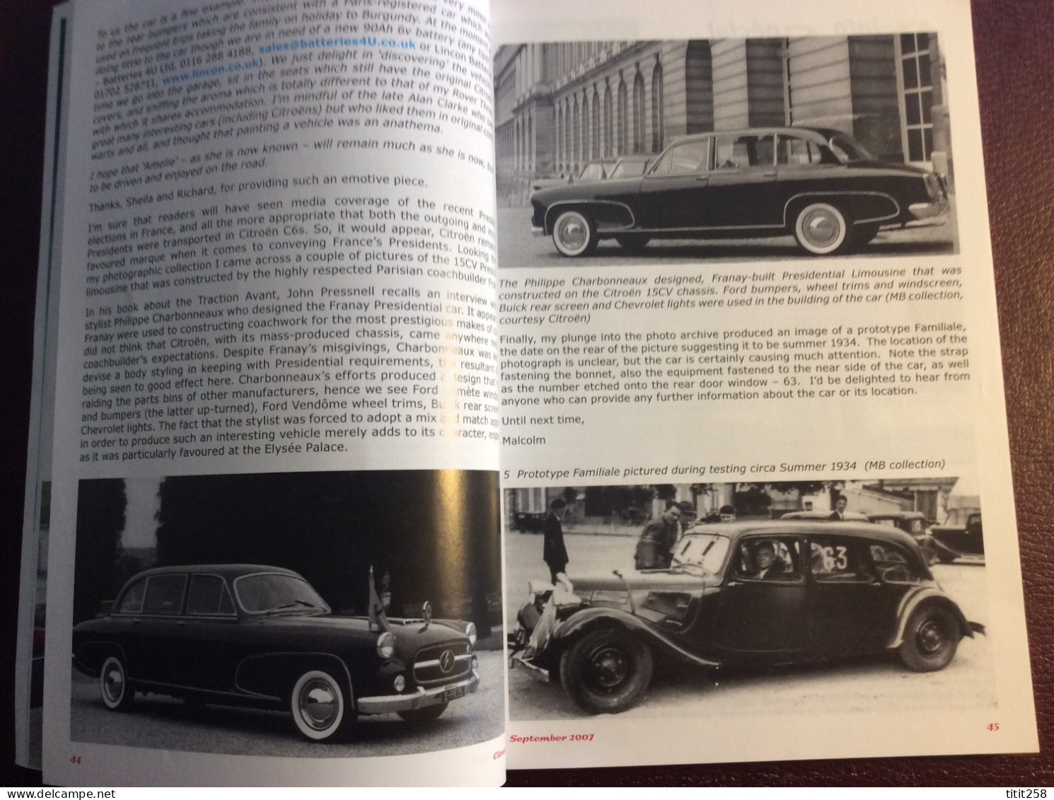 CITROENIAN Citroén Car Club Magazine Automobile Citroén Ds Chapron 21 . Septembre 2007 - Transportes