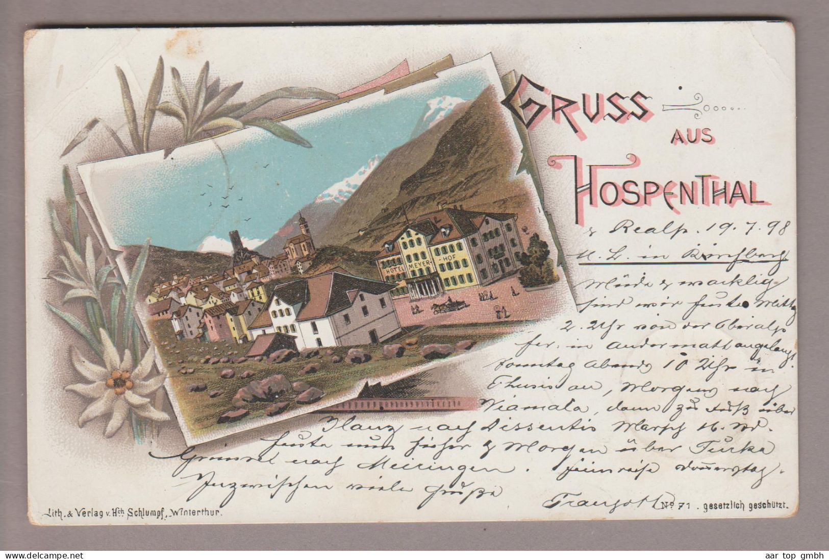 CH UR Hospenthal 1898-07-20 (Realp) Litho #71 Schlumpf - Realp