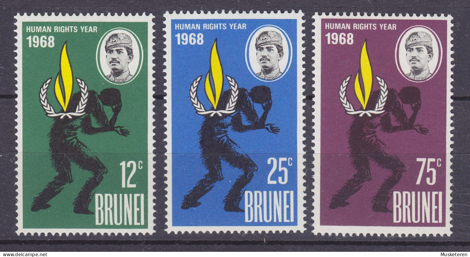 Brunei 1968 Mi. 139-41, Internationales Jahr Menschenrechte Human Rights Complete Set, MNH** - Brunei (...-1984)
