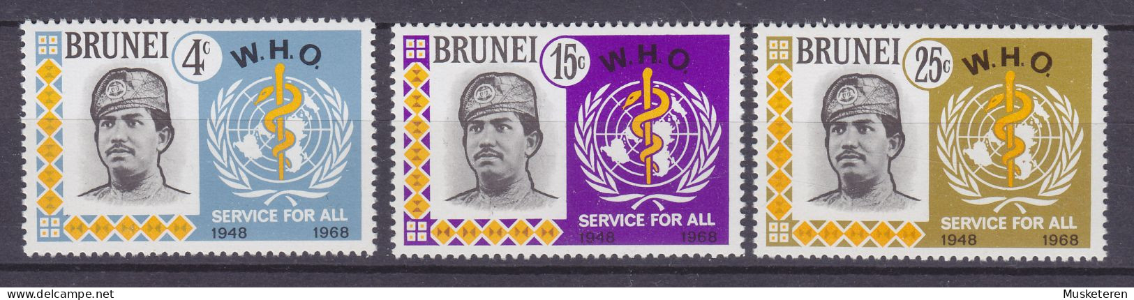 Brunei 1968 Mi. 142-44, Weltgesundheitsorganisation (WHO) Complete Set, MNH** - Brunei (...-1984)