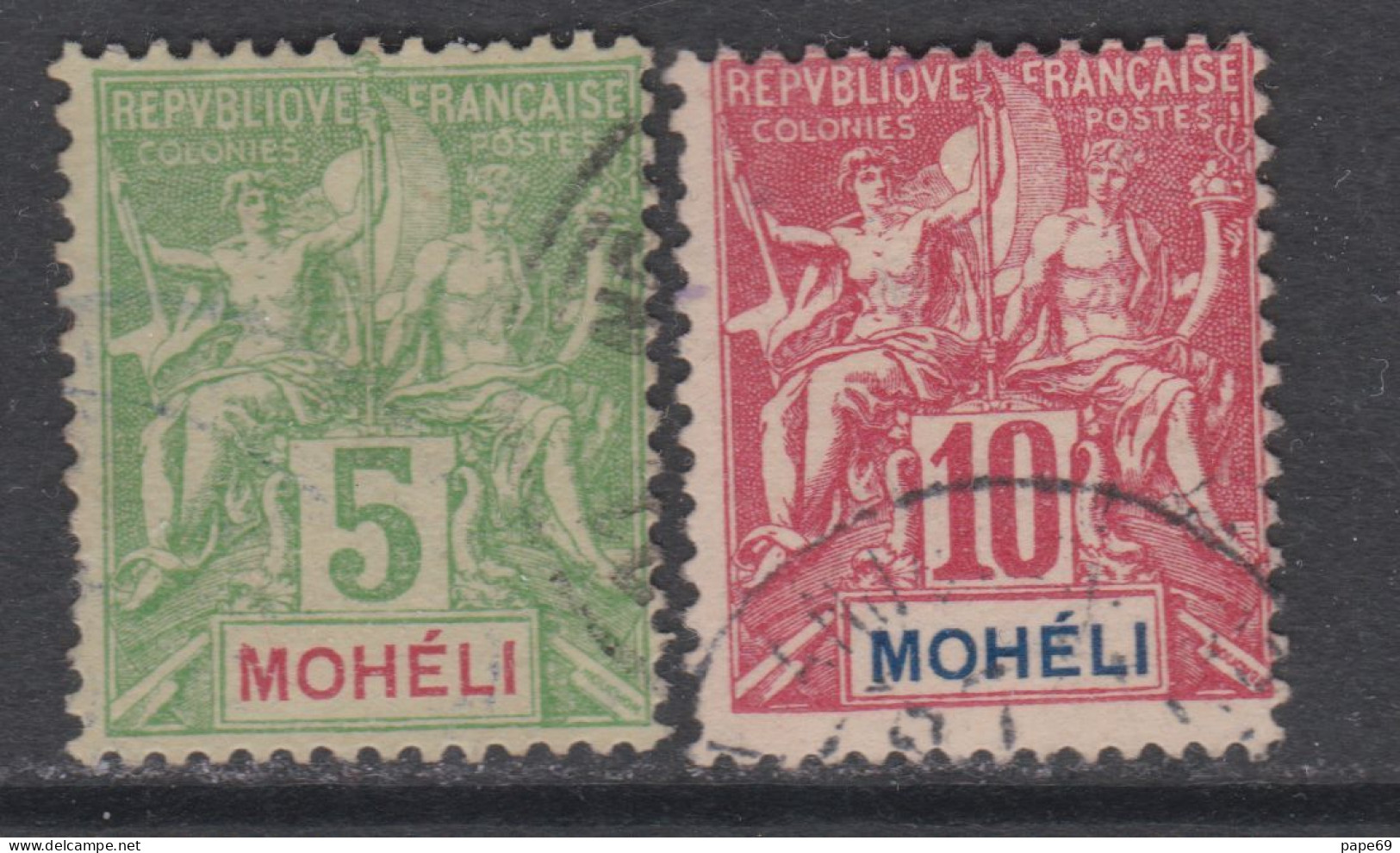 Mohéli N° 4 / 5 O Type Groupe : Les 2 Valeurs Oblitérées Sinon TB - Gebraucht