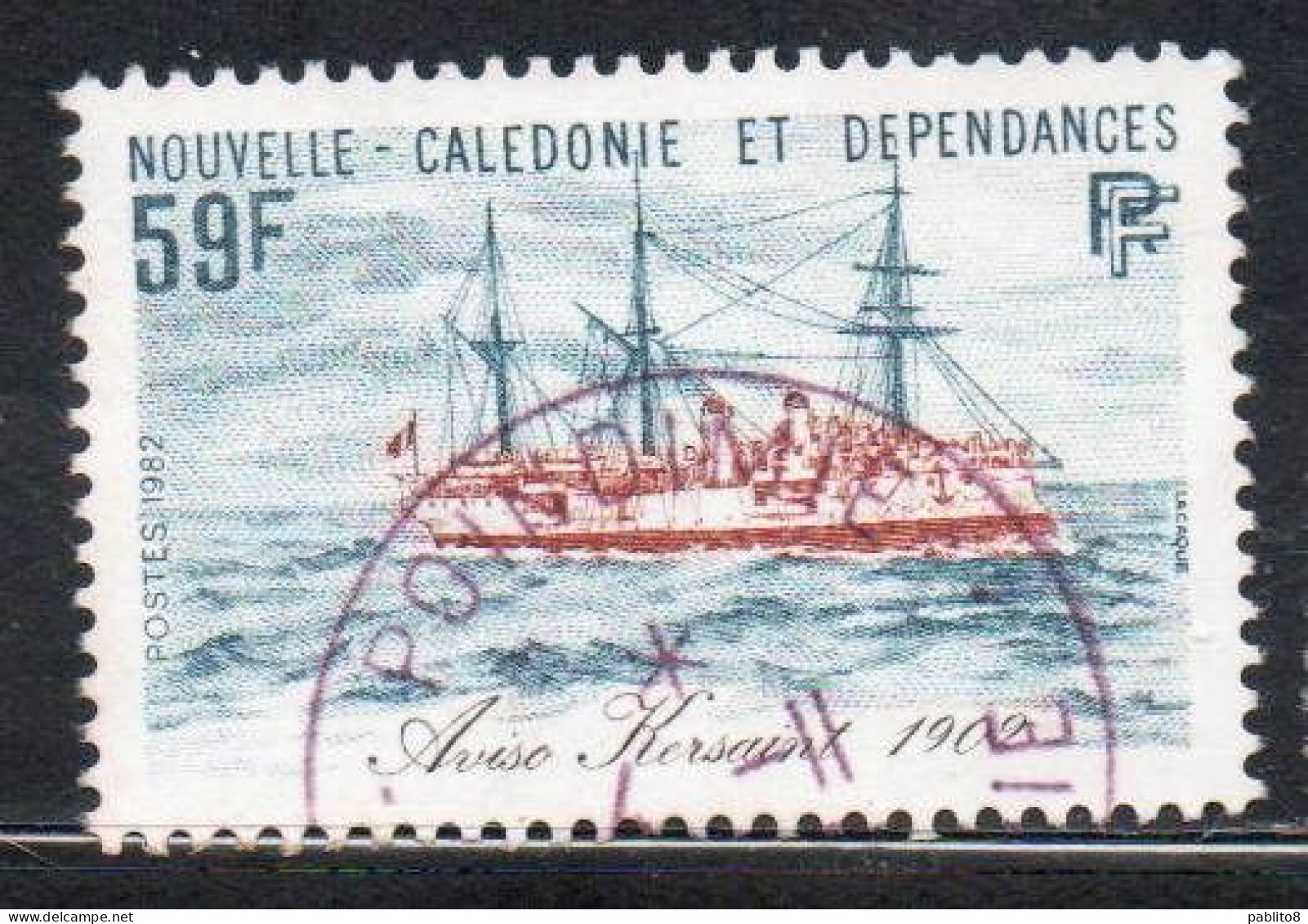 NOUVELLE CALEDONIE NEW NUOVA CALEDONIA 1982 SHIP NAVAL DISPACH VESSEL KERSAINT 59fr OBLITERE' USED USATO - Oblitérés