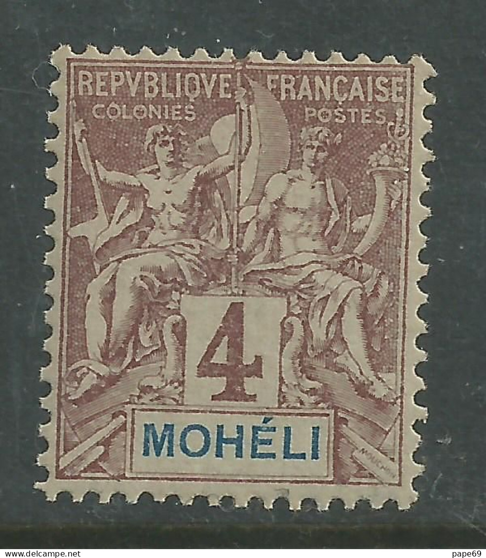 Mohéli N° 3 XX Type Groupe : 4 C. Lilas-brun Sur Gris, Sans Charnière, TB - Neufs