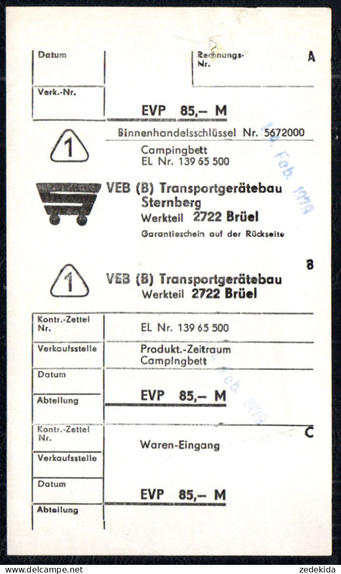 G2953 - VEB Sternberg Transportgerätebau Brüel - HO Sporthaus Mittweida - 1950 - ...