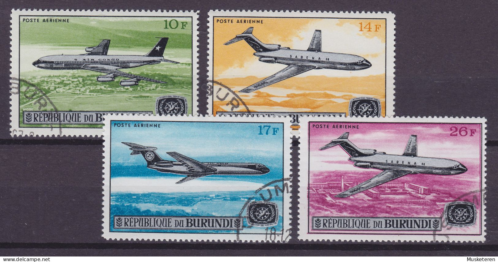 Burundi 1967 Mi. 374-77A Internationales Jahr Der Tourismus Opening Bujumbura Airport Aeroplanes Complete Set - Usati