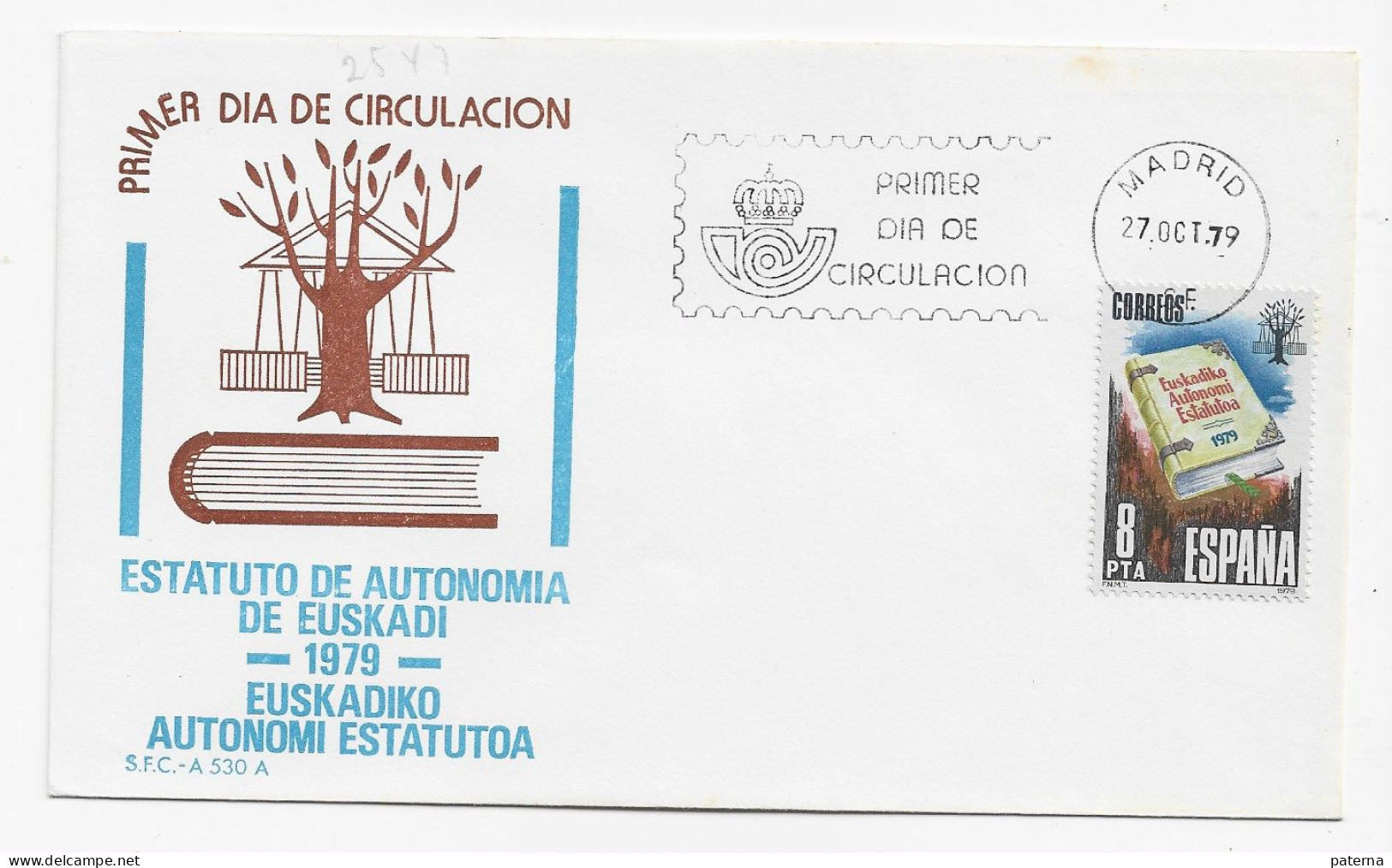 3769   FDC  Madrid  1979 , Estatuto De Autonomía De  Euskadi - FDC