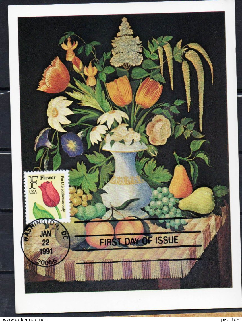 USA  STATI UNITI 1991 FLORA FLOWERS TULIP F MAXI MAXIMUM CARD - Cartoline Maximum