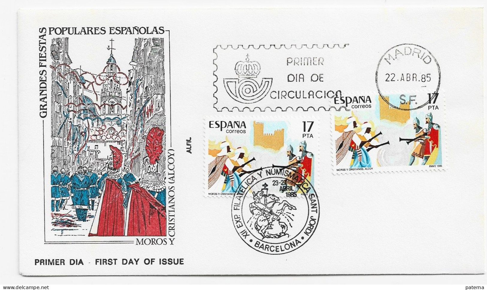 3769   FDC  Madrid 1985, Grandes Fiestas Populares , Moros Y Cristianos (Alcoy) - FDC