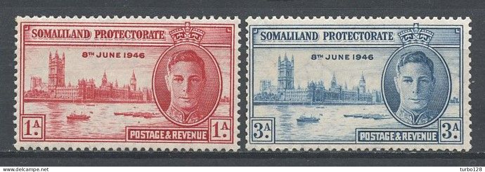 Somaliland 1946 N° 100/101 * Neufs MH Infime Trace  TTB Anniversaire De La Victoire 8 Juin 1946 - Somaliland (Protectorate ...-1959)