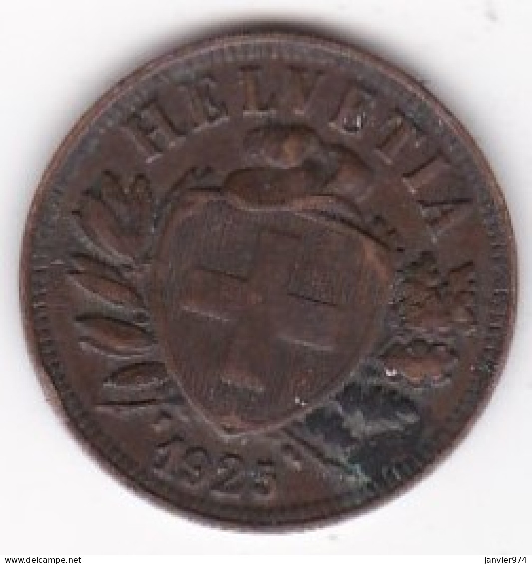 Suisse 2 Rappen 1925 B , En Bronze, KM# 4 - 2 Rappen