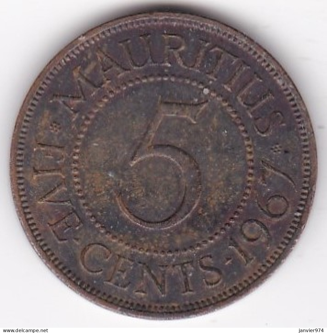 Ile Maurice , 5 Cents 1967 , Elizabeth II, KM# 34 - Maurice