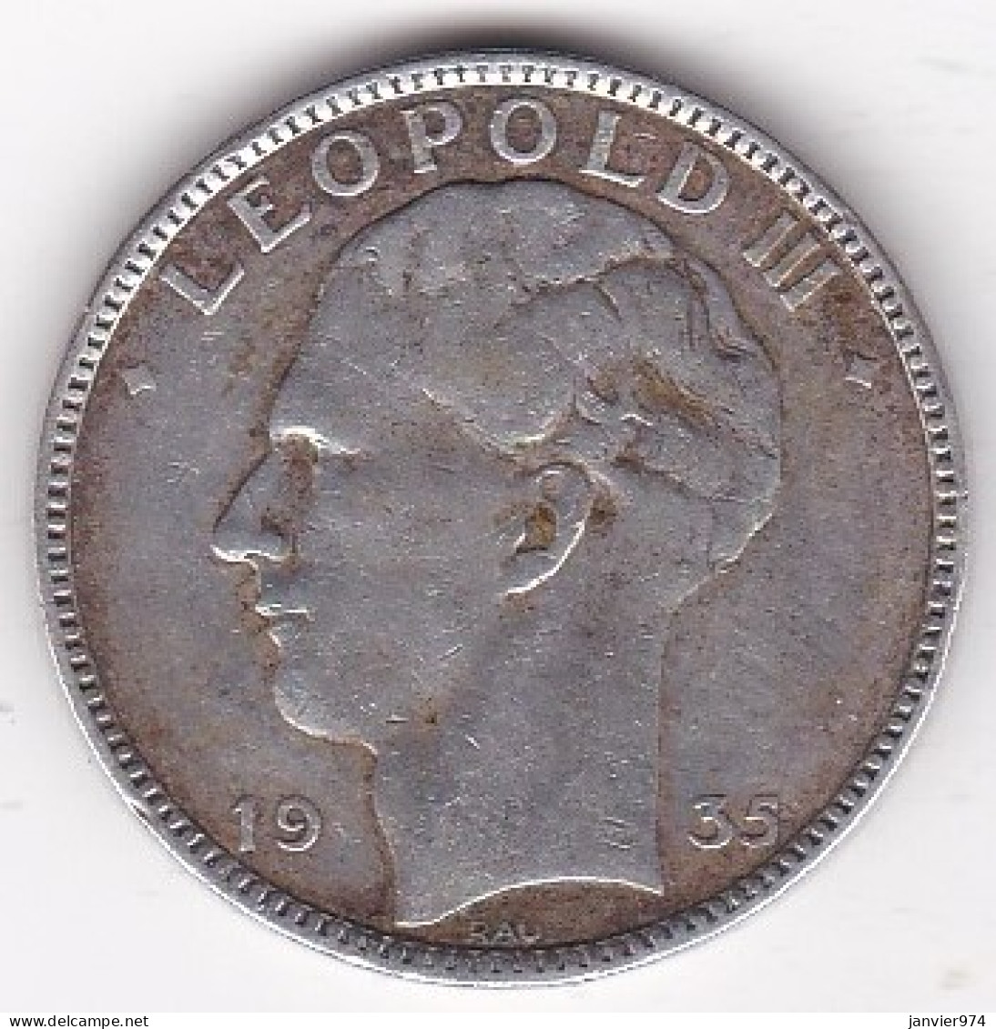 Belgique. 20 Francs 1935. Leopold III. Légende Française, Position B, En Argent - 20 Frank