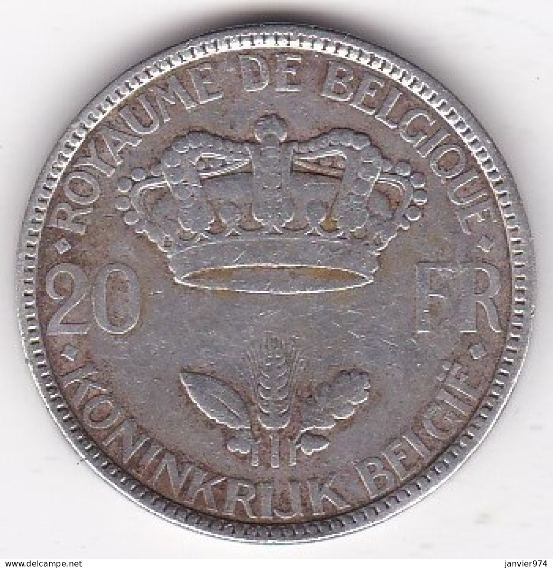 Belgique. 20 Francs 1935. Leopold III. Légende Française, Position B, En Argent - 20 Frank