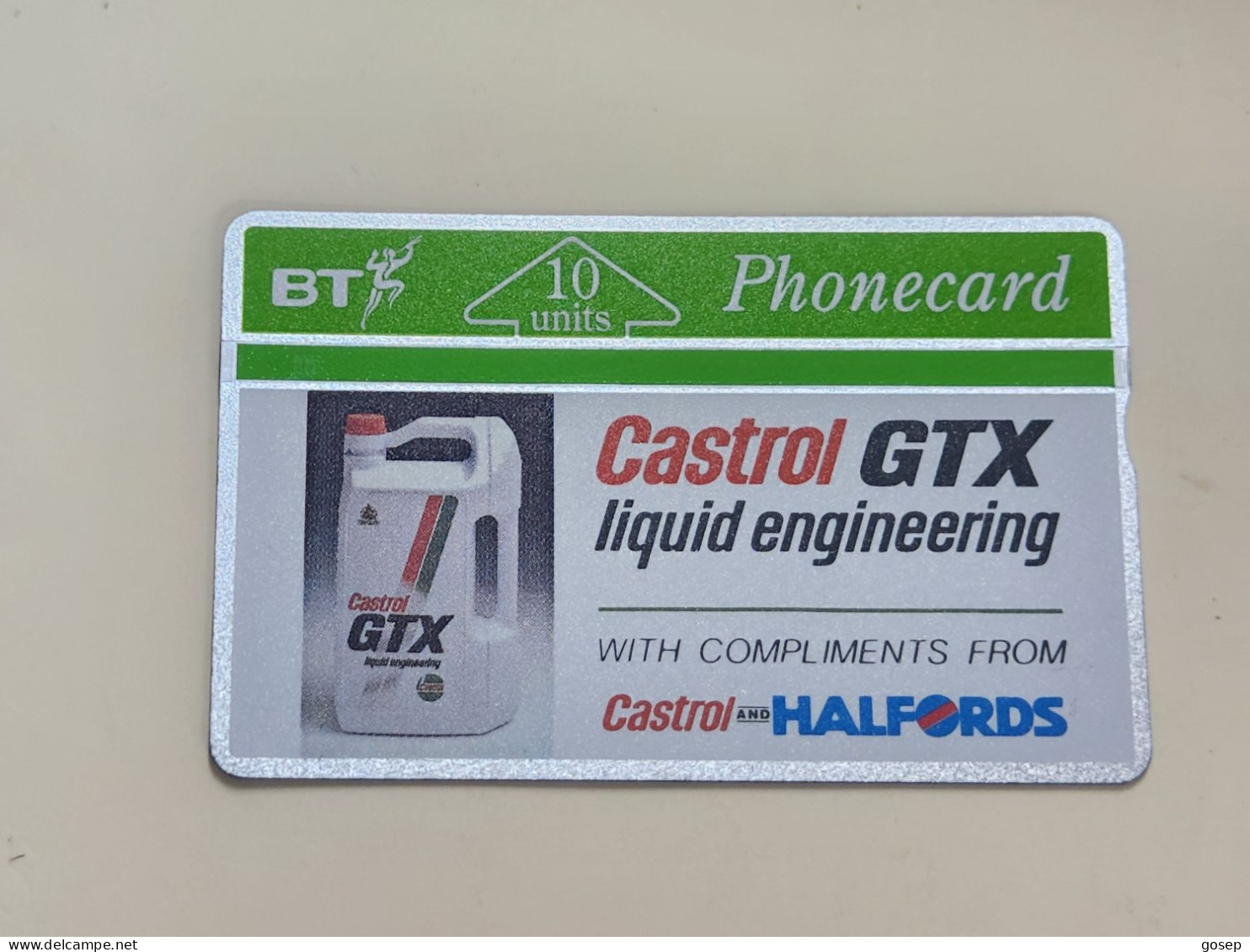 United Kingdom-(BTA019)-CASTROL-GTX-HALFORDS-(10units)-(43)-(166F09230)-price Cataloge8.00£-mint-card+1card Prepiad Free - BT Werbezwecke
