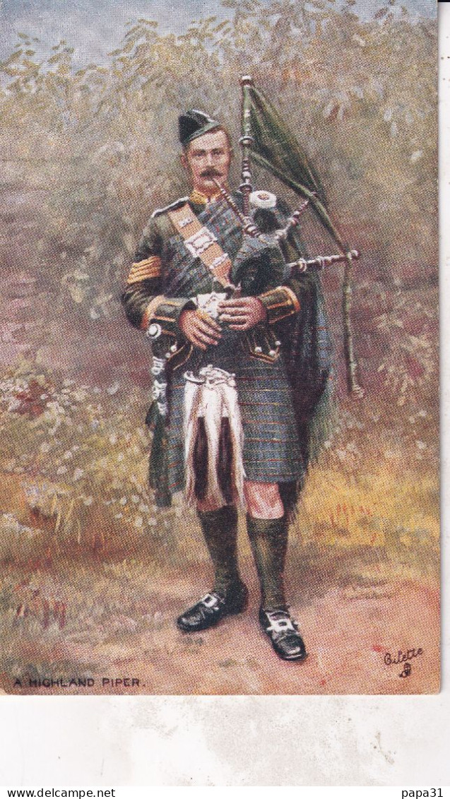 A Highland Piper, Scotland Military - Tuck Postcard No. 9762 - Uniformes