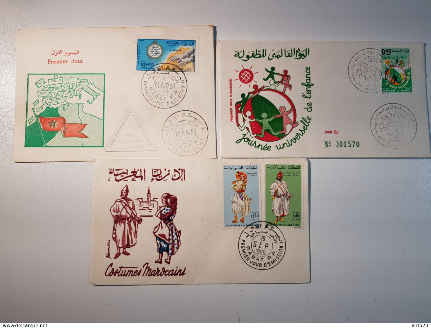 Maroc,Marruecos,Morocco,; FDC 1968  - LOT DE 3 PREMIER JOUR - - Maroc (1956-...)