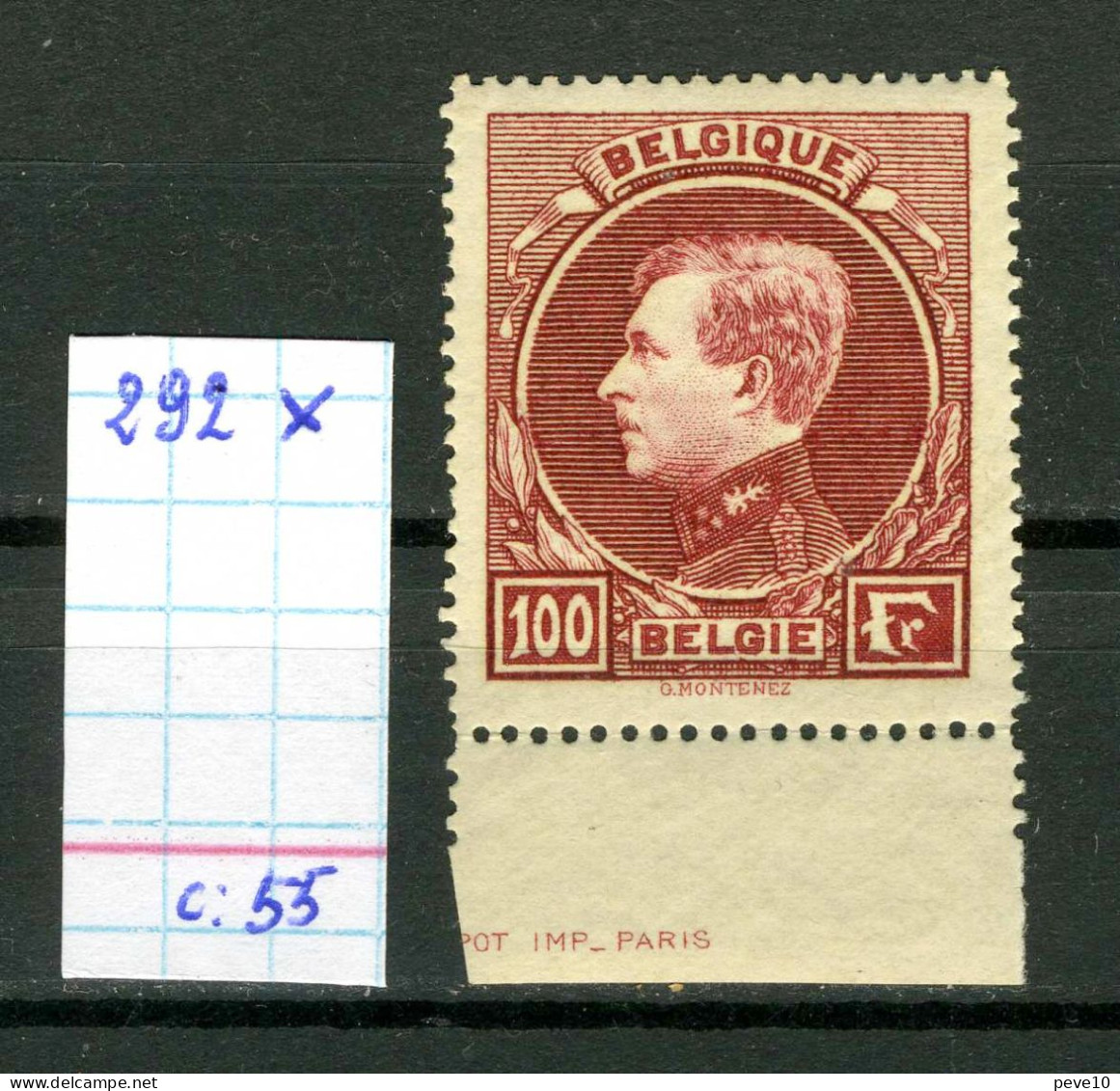 Belgique  N° 292 X  (Paris) - 1929-1941 Groot Montenez