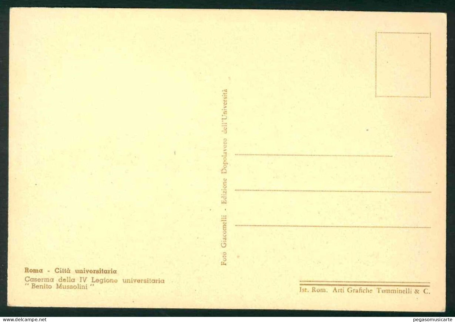 VX326 - ROMA CITTA' UNIVERSITARIA - CASERMA DELLA IV LEGIONE UNIVERSITARIA BENITO MUSSOLINI DUCE 1940 CIRCA - Educazione, Scuole E Università