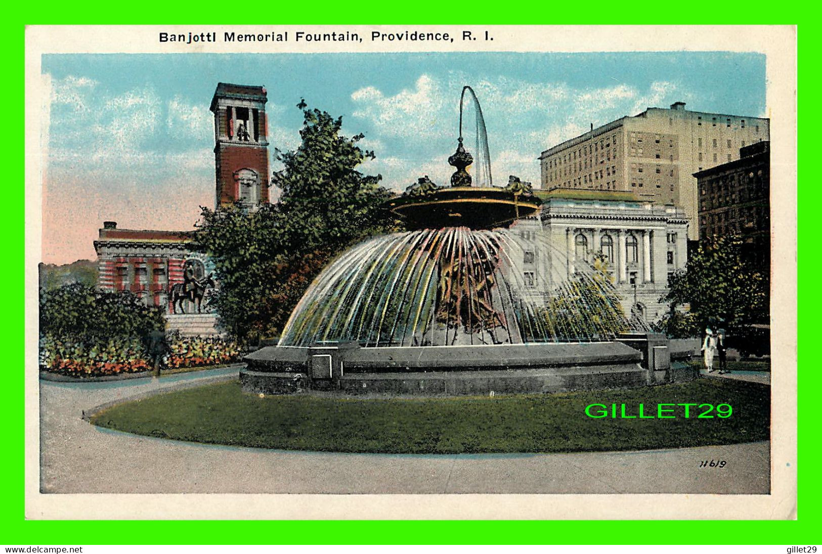 PROVIDENCE, RI - BANJOTTI MEMORIAL FOUNTAIN - PUBLISHED BY THE UNION NEWS CO - - Providence