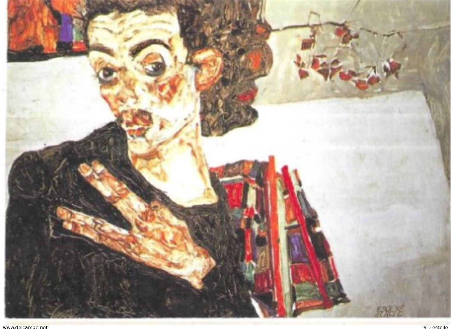 EGON SCHIELE  / AUTOPORTRAIT AU VASE NOIR - Schiele