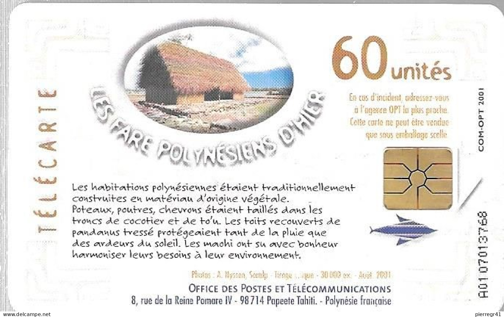 CARTE-PUCE-POLYNESIE-60U-PF118-GEMA-Fond De Puce Rouge-02/02-FARE 2/5000Ex-UTILISE-TBE-LUXE/+RARE - Polynésie Française