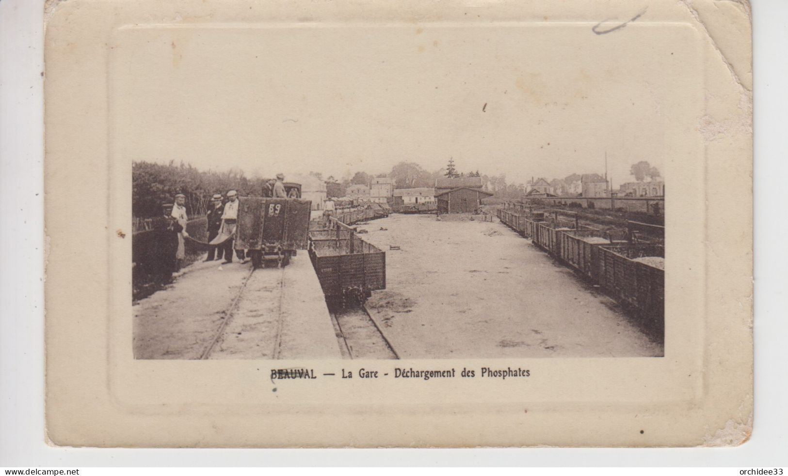 CPA Beauval - La Gare - Déchargement Des Phosphates (jolie Scène) Avec Cadre En Léger Relief - Beauval