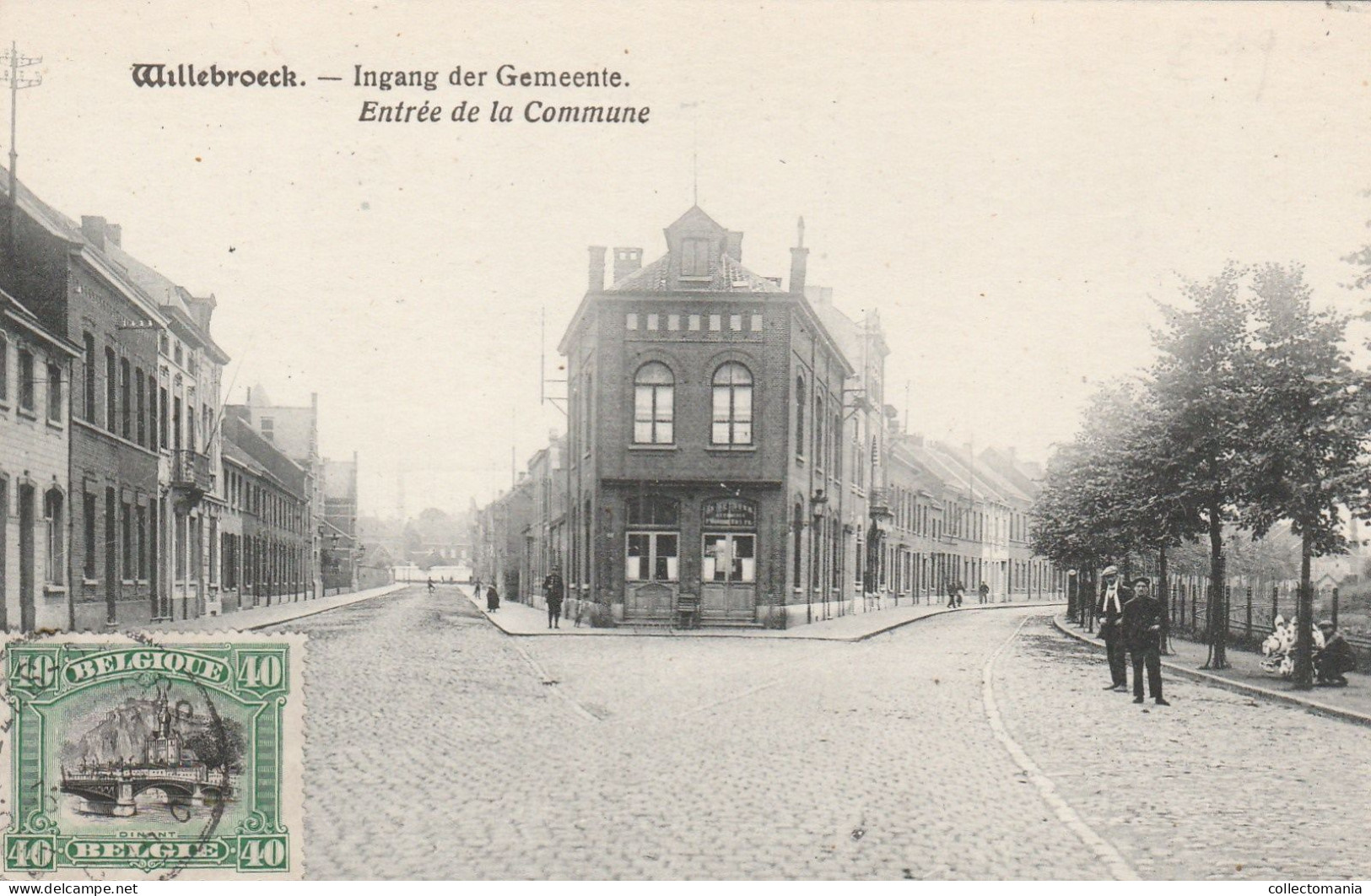 2 Oude Postkaarten Willebroeck Willebroek De Statie  1920  Ingang Der Gemeente - Willebroek