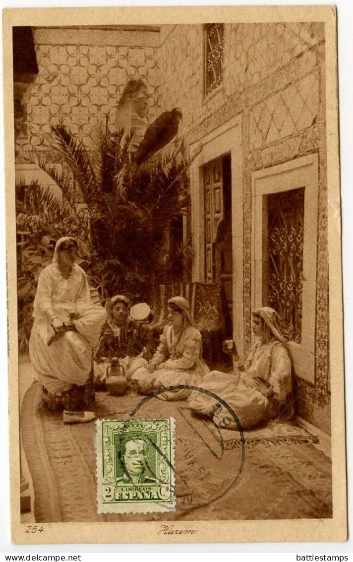 Spain 1931 Postcard Harem (Women) - Melilla Postmark; Scott 331 - 2c. King Alfonso XIII - Melilla