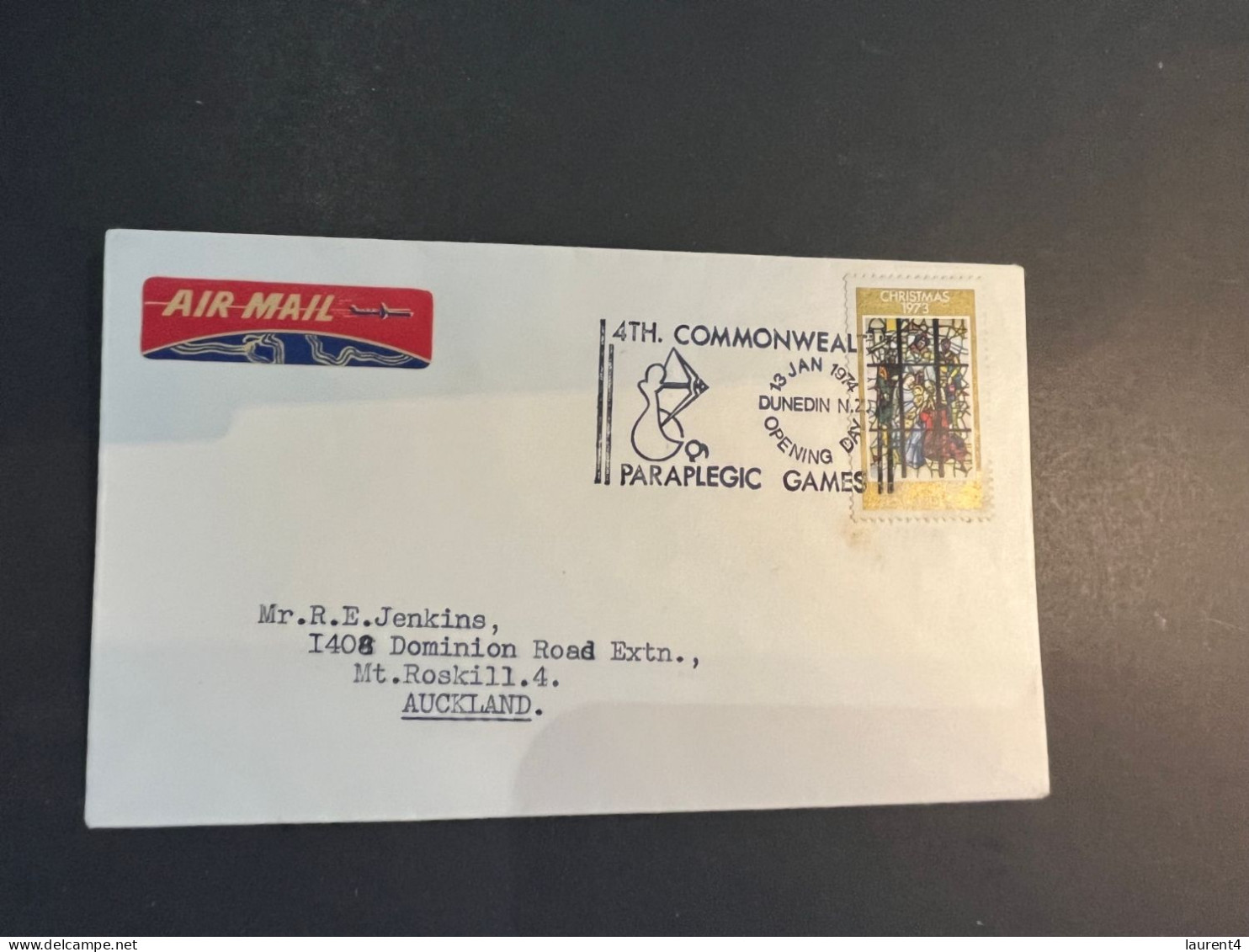 (4 Q 4) New Zealand Cover Posted To Auckland - 1974 - With 4th Paraplegic Games Postmark - Brieven En Documenten