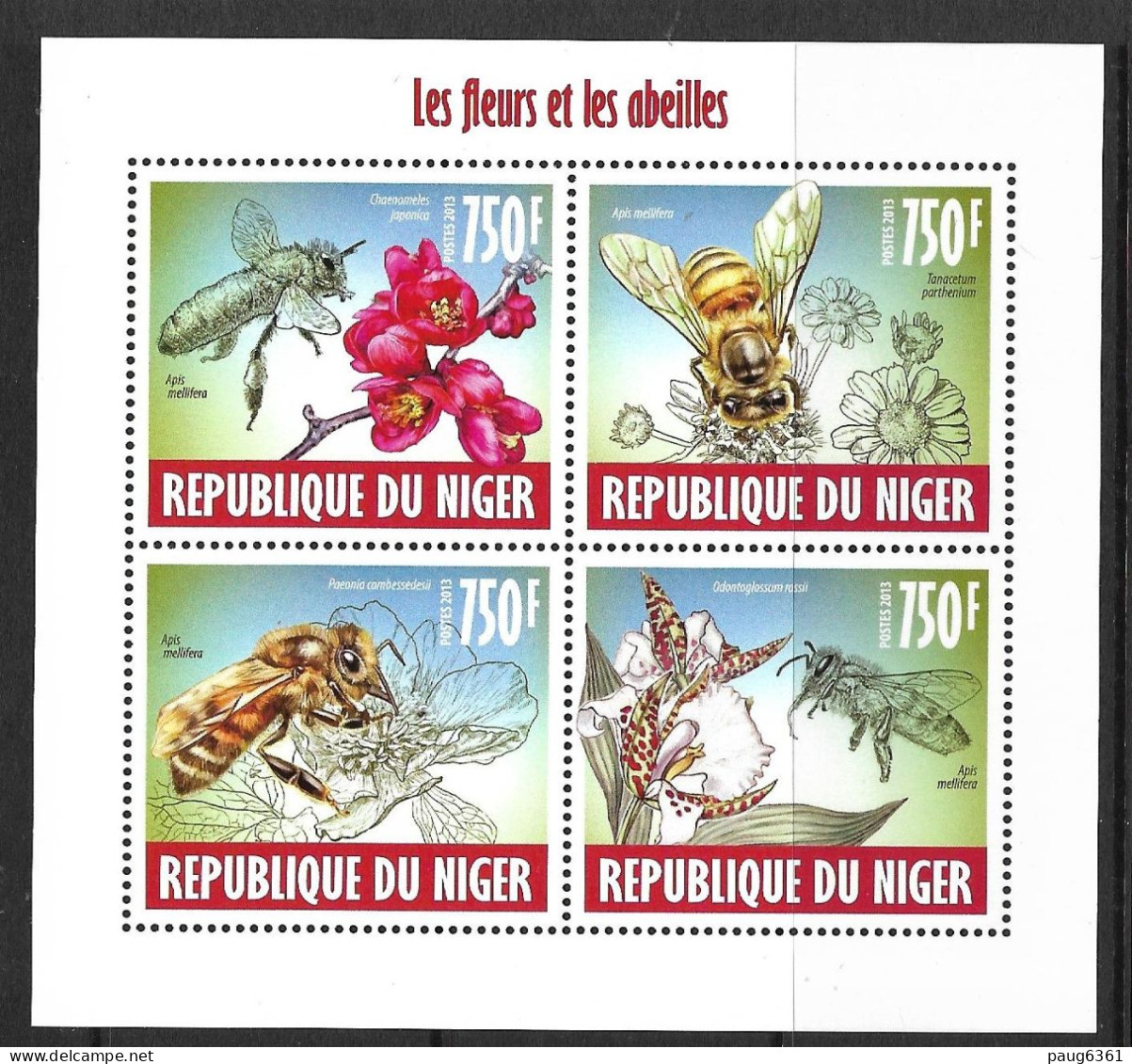 NIGER 2013 ABEILLES ET FLEURS  YVERT N°2014/17 NEUF MNH** - Abeilles