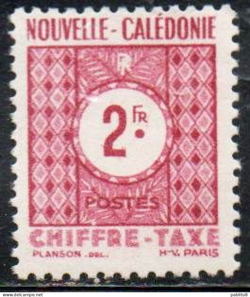 NOUVELLE CALEDONIE NEW NUOVA CALEDONIA 1948 POSTAGE DUE STAMPS TAXE SEGNATASSE 2fr MNH - Segnatasse