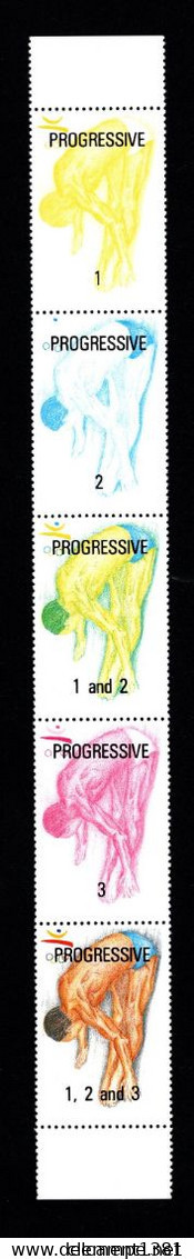 Tonga 1992 Progressive Proof Strip 5 Folder Diving Mnh ** Olympic Games Barcelona Plongeon - Salto De Trampolin