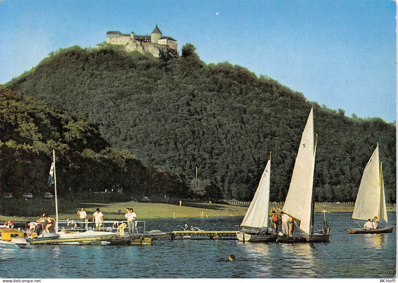 Waldeck Edersee Segelboothafen Edertalsperre Schloss Segelboote 1974 (2538) - Edersee (Waldeck)