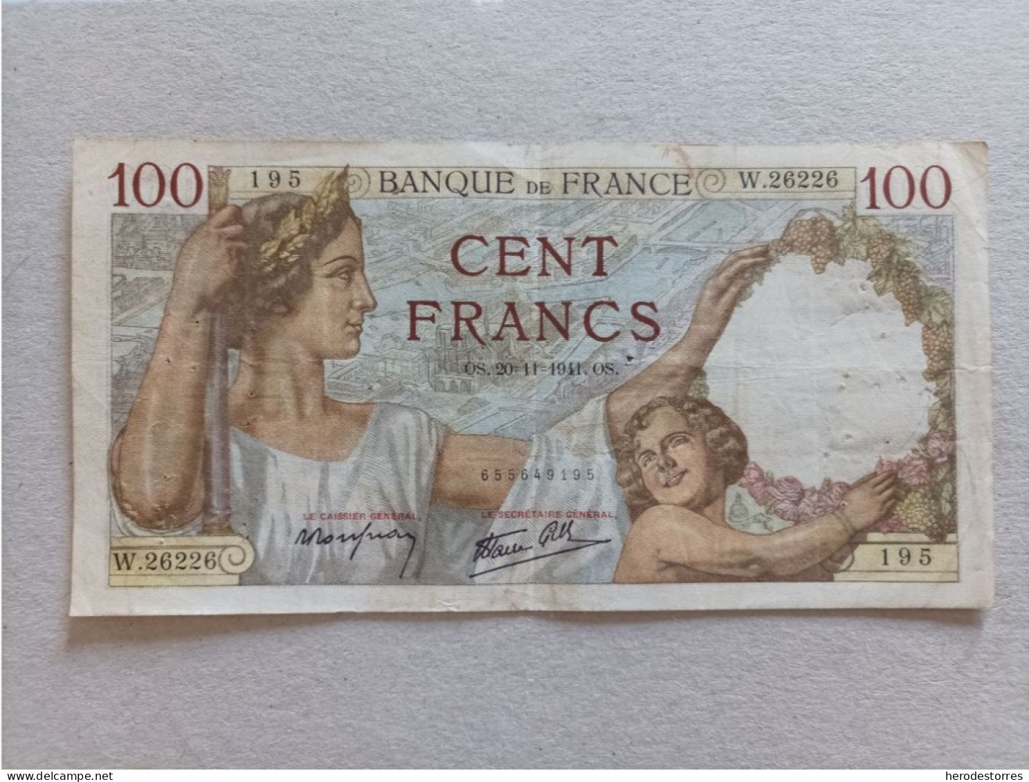 Billete De Francia De 100 Francs, Año 1941 - 100 F 1939-1942 ''Sully''