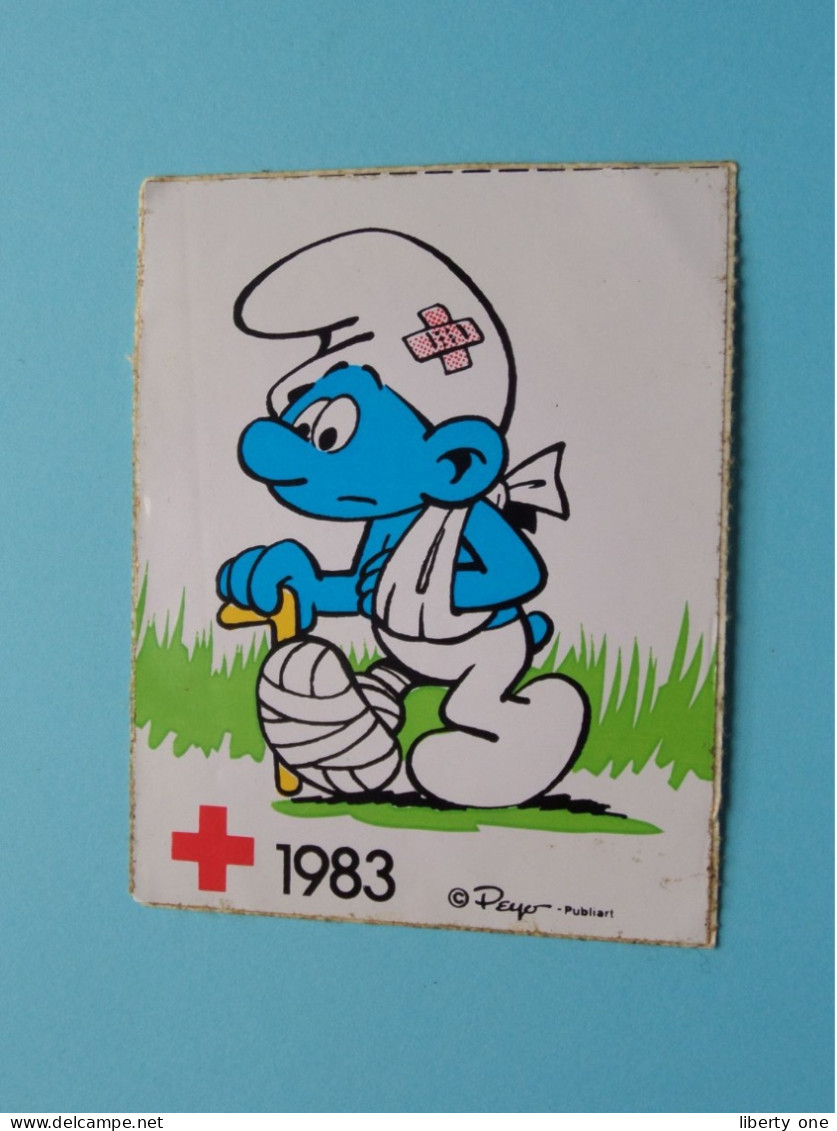 RODE KRUIS - 1983 ( Voir / See > Scan ) Sticker - Autocollant ( Peyo - Publiart )! - Croix-Rouge