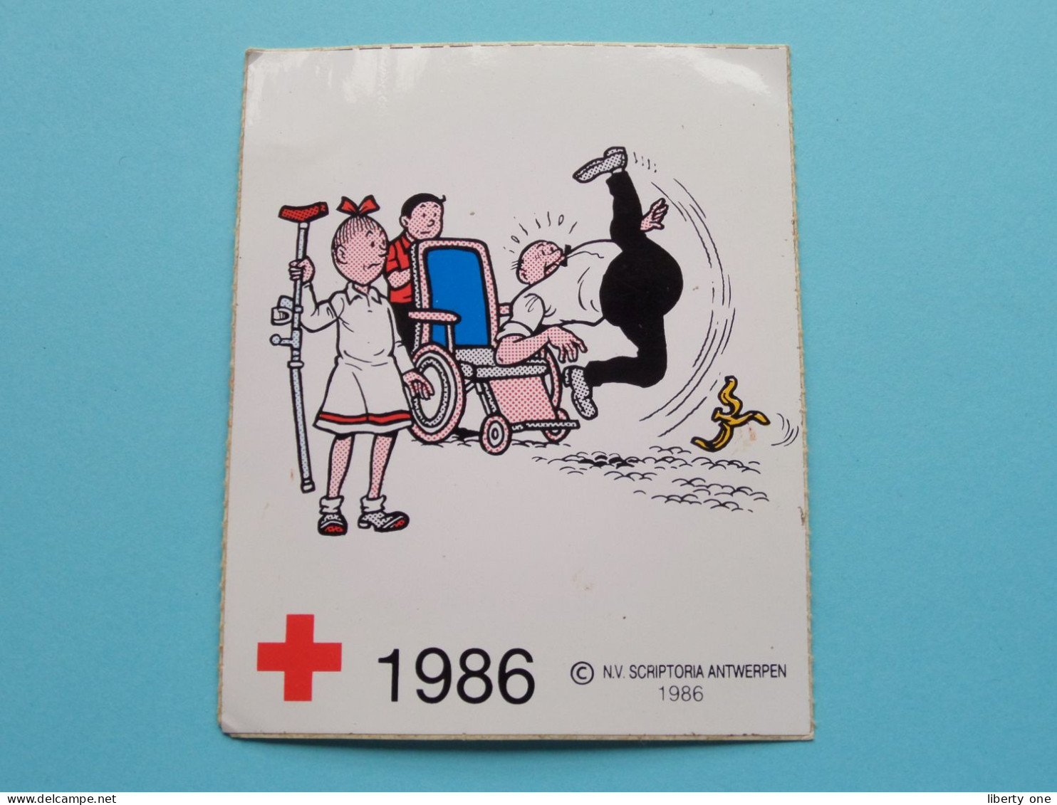 RODE KRUIS - 1986 ( Voir / See > Scan ) Sticker - Autocollant ( Scriptoria Antwerpen )! - Croix-Rouge