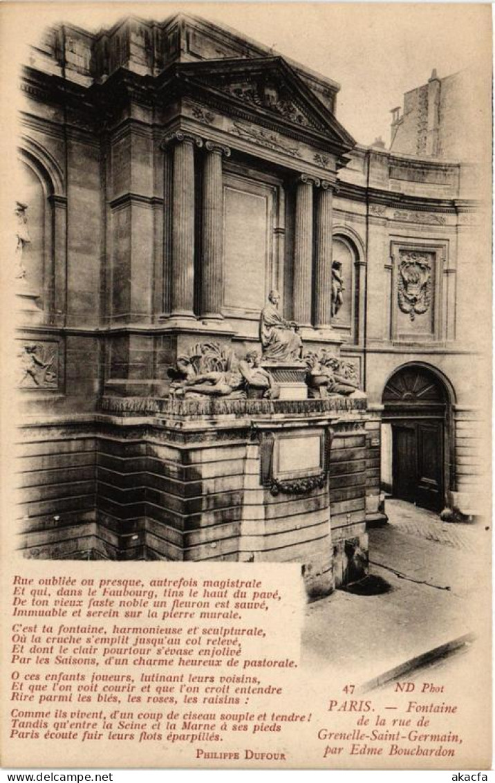 CPA AK PARIS 7e Fontaine Et La Rue De Grenelle-St-GERMAIN. ND Phot (573611) - Statues