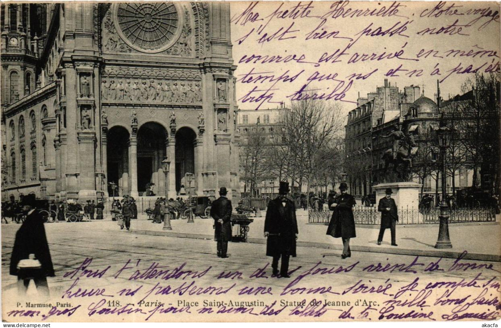 CPA PARIS 8e Place Saint-Augutin. Statue De Jeanne D'Arc P. Marmuse (241436) - Statues