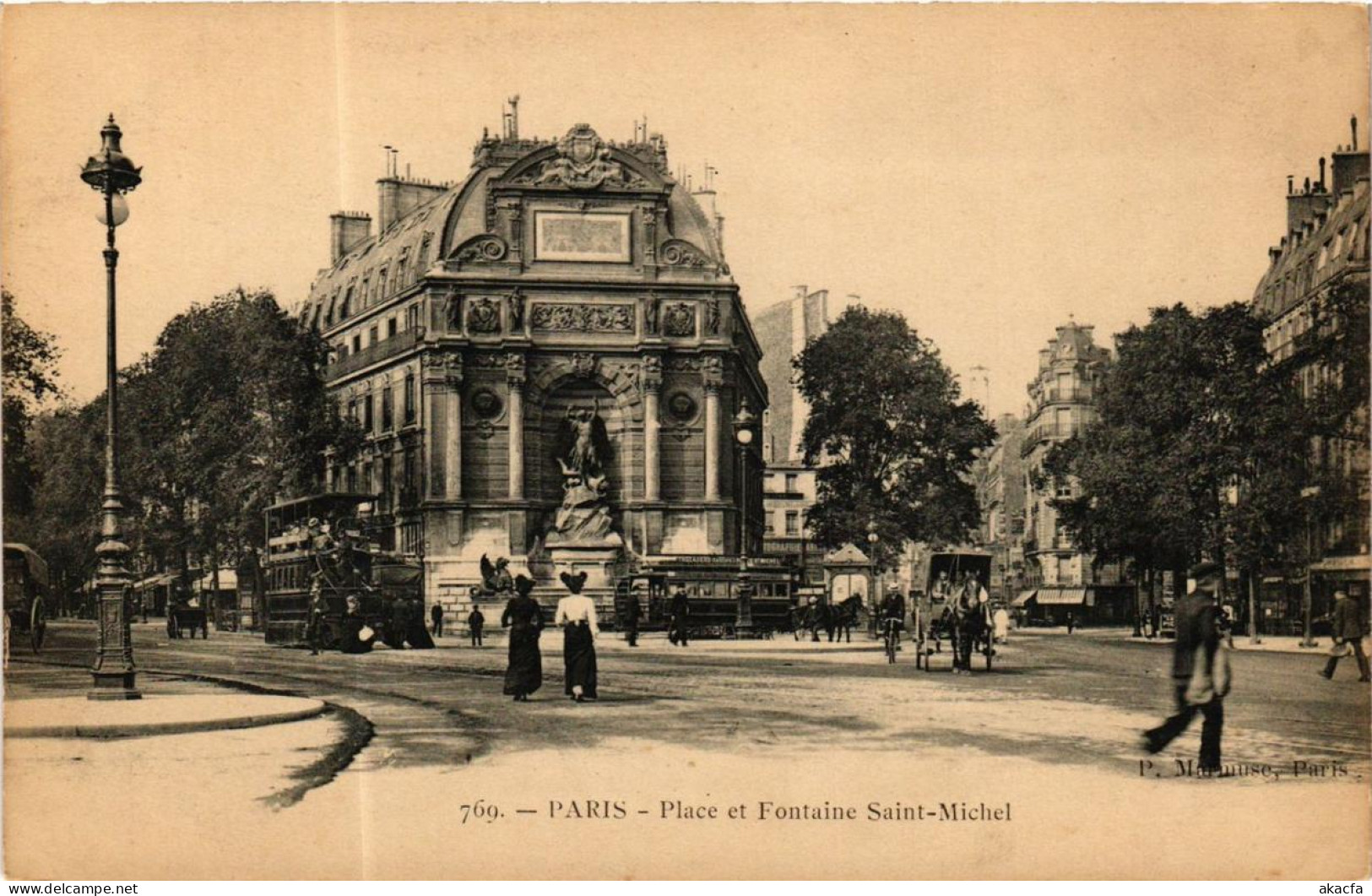 CPA AK PARIS 6e Place Et Fontaine Saint-Michel. P. Marmuse (241472) - Statues