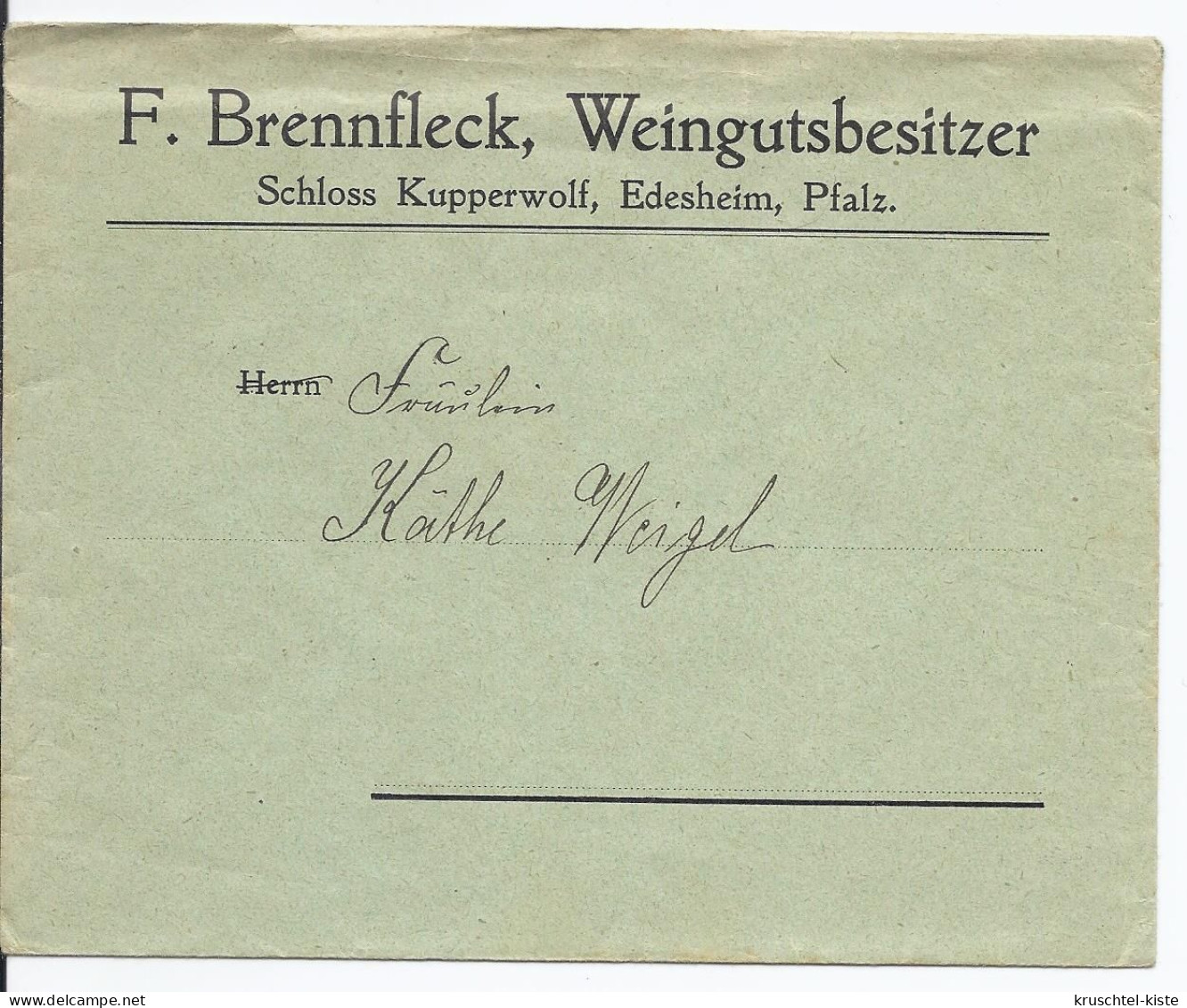 Dt- Reich (004557) Schmuckrechnung Weingut Edesheim F. Brennfleck, Vom 16.8.1917 Mit Umschlag - 1900 – 1949