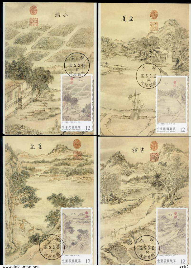 2023 Taiwan R.O.CHINA - Maximum Card.-Ancient Chinese Paintings From The National Palace Museum- 24 Solar Terms (Summer) - Maximumkaarten