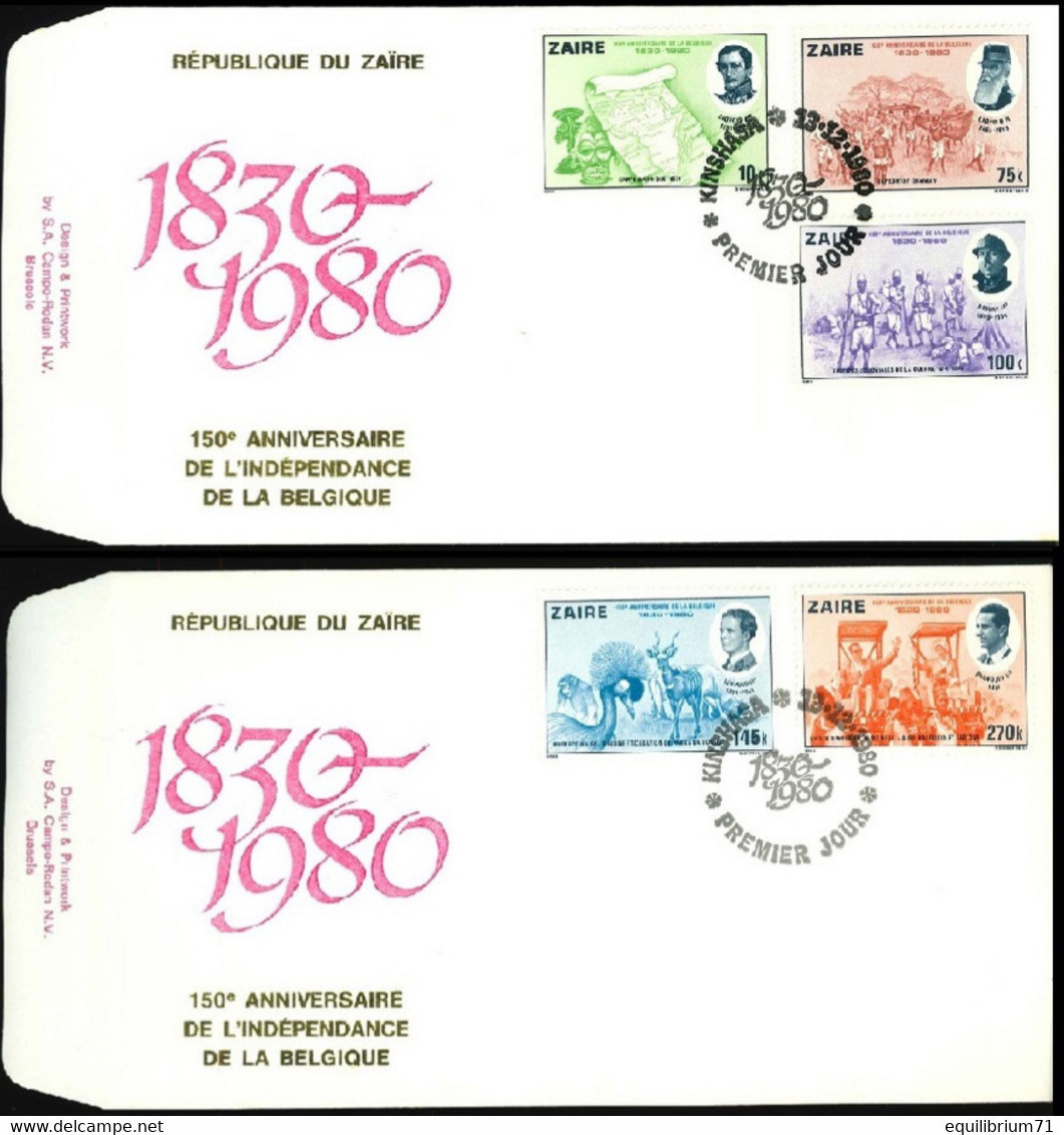 FDC (1066/70)  - ZAÏRE -150e Anniversaire De L'indépendance De La Belgique / Verjaardag Van Onafhankelijkheid Van België - 1980-1989