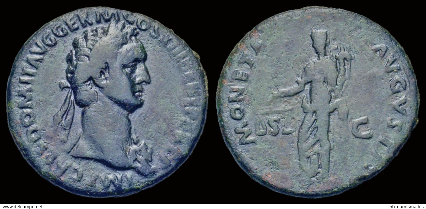 Domitian AE As Moneta Standing Left - Les Flaviens (69 à 96)