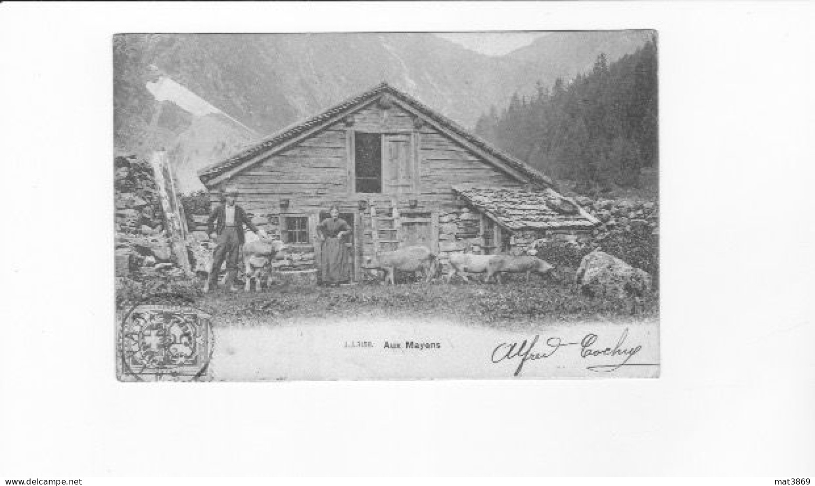 AUX MAYENS CHALET FERME VACHES ALPES SALVAN 1904 - Yens