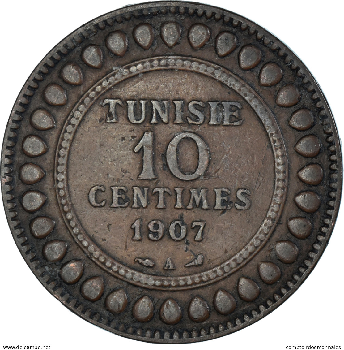 Monnaie, Tunisie, 10 Centimes, 1907 - Tunisia