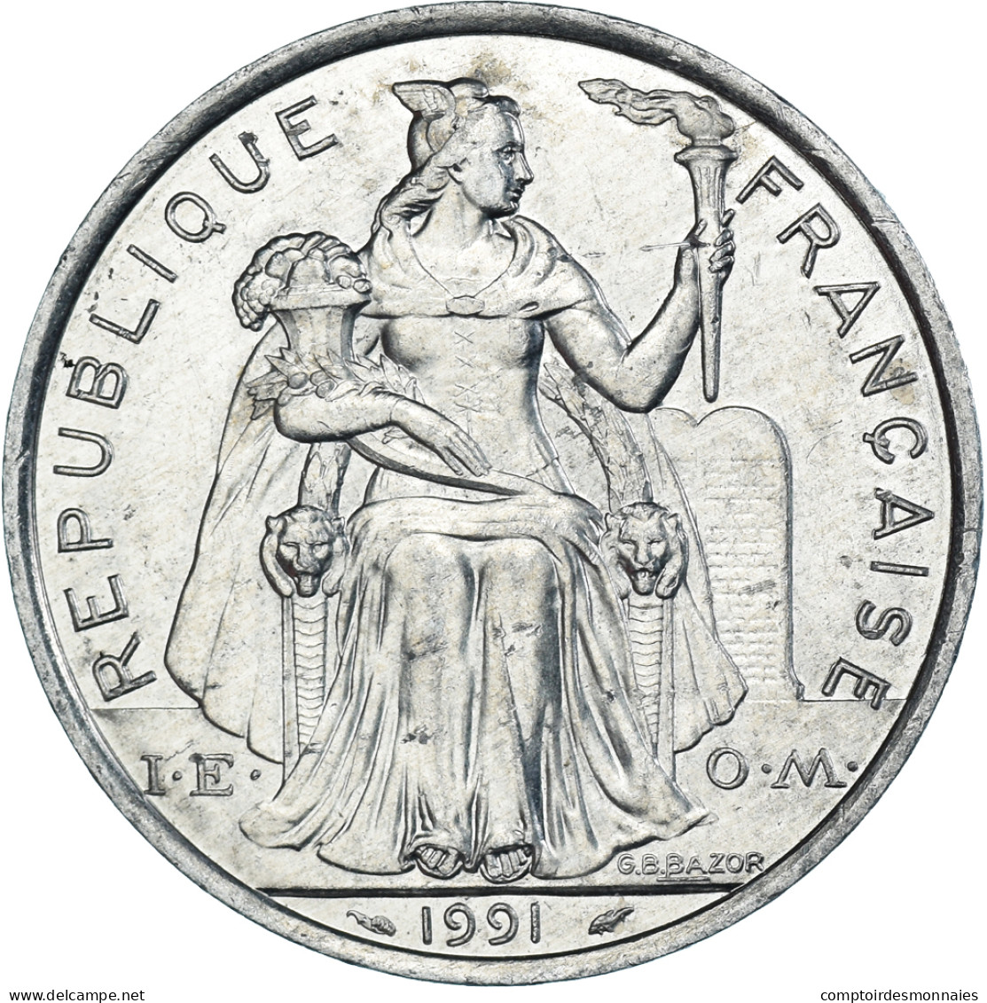 Monnaie, Polynésie Française, 5 Francs, 1991 - Polynésie Française