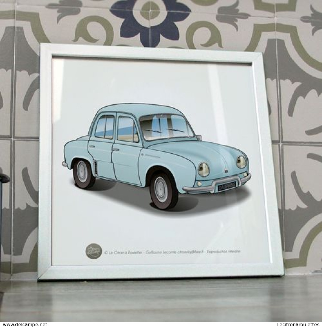 Poster Renault Dauphine Bleue - Voitures